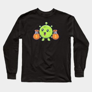 Cute virus with money cartoon 10 Long Sleeve T-Shirt